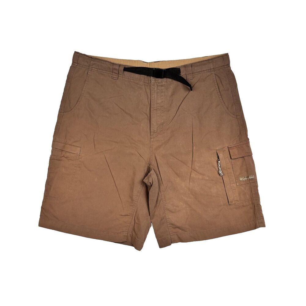 Columbia Mens Cargo Shorts Large 10" Inseam Tan Khaki Hiking Fishing